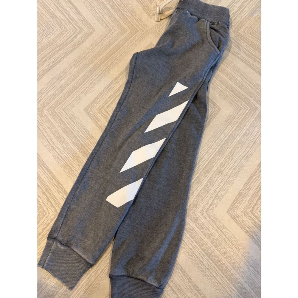 Vintage Havana Girls Large Gray Sweatpants Diagonal Stripes NWT Drawstring